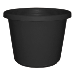 Black large plastic pot, 27-litre capacity, 400mm (16-inch) diameter, 320mm height, ideal for gardening, landscaping, and plant propagation.