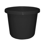 Black large plastic pot, 52-litre capacity, 500mm (20-inch) diameter, 390mm height, ideal for gardening, landscaping, and plant propagation.