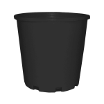 Black plastic pot, 4.5-litre capacity, 200mm (8-inch) diameter, 190mm height, ideal for gardening, seedlings, and plant propagation.