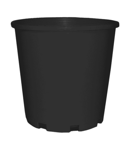 Black plastic pot, 4.5-litre capacity, 200mm (8-inch) diameter, 190mm height, ideal for gardening, seedlings, and plant propagation.