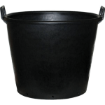 Mastelli Con Italy advanced plastic pot with handles, black, 155-litre capacity, 750mm diameter, and 510mm height, heavy-duty and made from durable polyethylene (PE), ideal for gardening and landscaping.