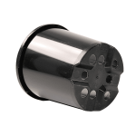 Black plastic pot space saver, 100mm (4-inch) diameter, 135mm height, 0.07-litre capacity, made in Australia, ideal for efficient plant spacing, gardening, and propagation.