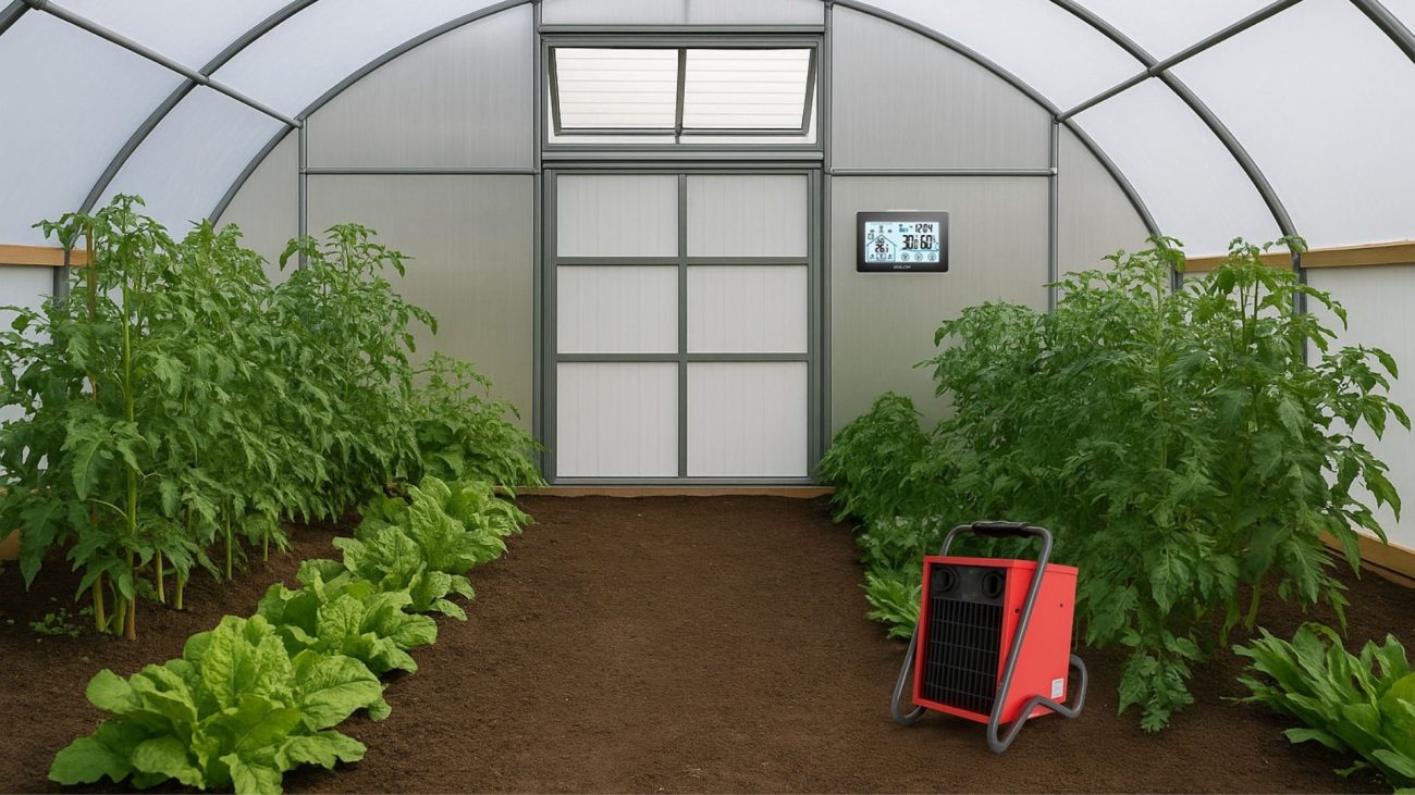 greenshouse with thermometer and heater
