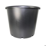Garden City Plastics large black plastic pot, 85L capacity, 580mm diameter, 495mm height, durable and recyclable.