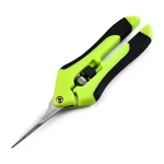 Hydro Bitz Straight Blade Trimming Scissors with ergonomic rubber handle, titanium-coated straight blades, and safety lock