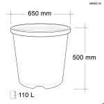 Mastelli Con Italy advanced plastic pot with handles, black, 110-litre capacity, 650mm diameter, and 500mm height, heavy-duty and made from durable polyethylene (PE), ideal for gardening and landscaping.