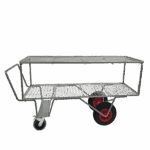 Four Wheel Trolley Rail Top Barrow Duel Level 6ft x 2ft with Break no side