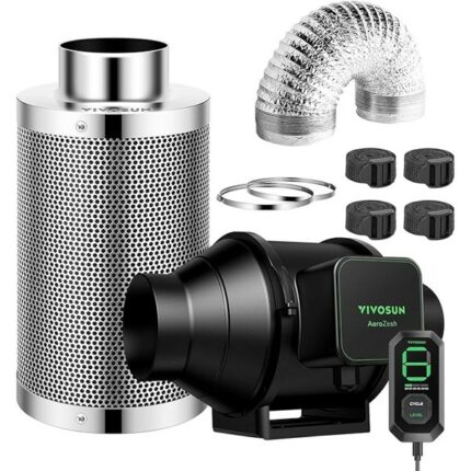 Vivosun Aerozesh S4 Fan Carbon Filter Ducting E12 Controller Kit
