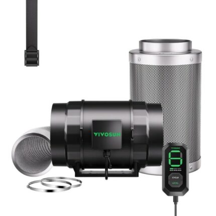 Vivosun Aerozesh S8 8″ Fan + Carbon Filter, Ducting + E12 Controller Kit