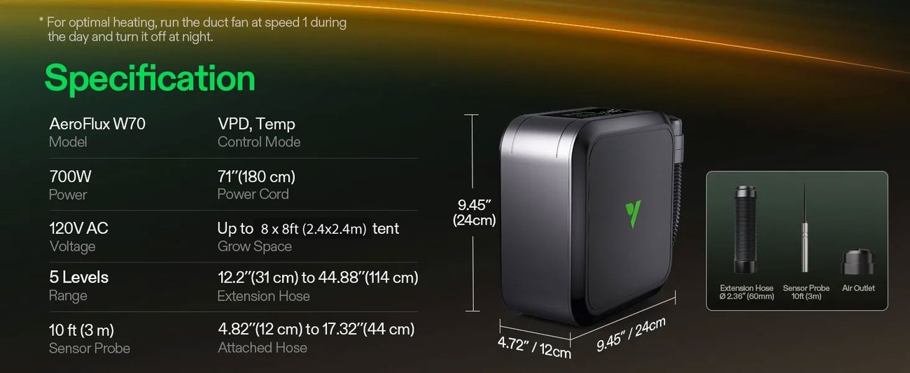 Vivosun AeroFlux Grow Tent Heater 700W banner 5
